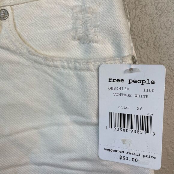 NWT We The Free White Distressed Denim Mini Skirt Size 26 and 30 - Picture 4 of 5